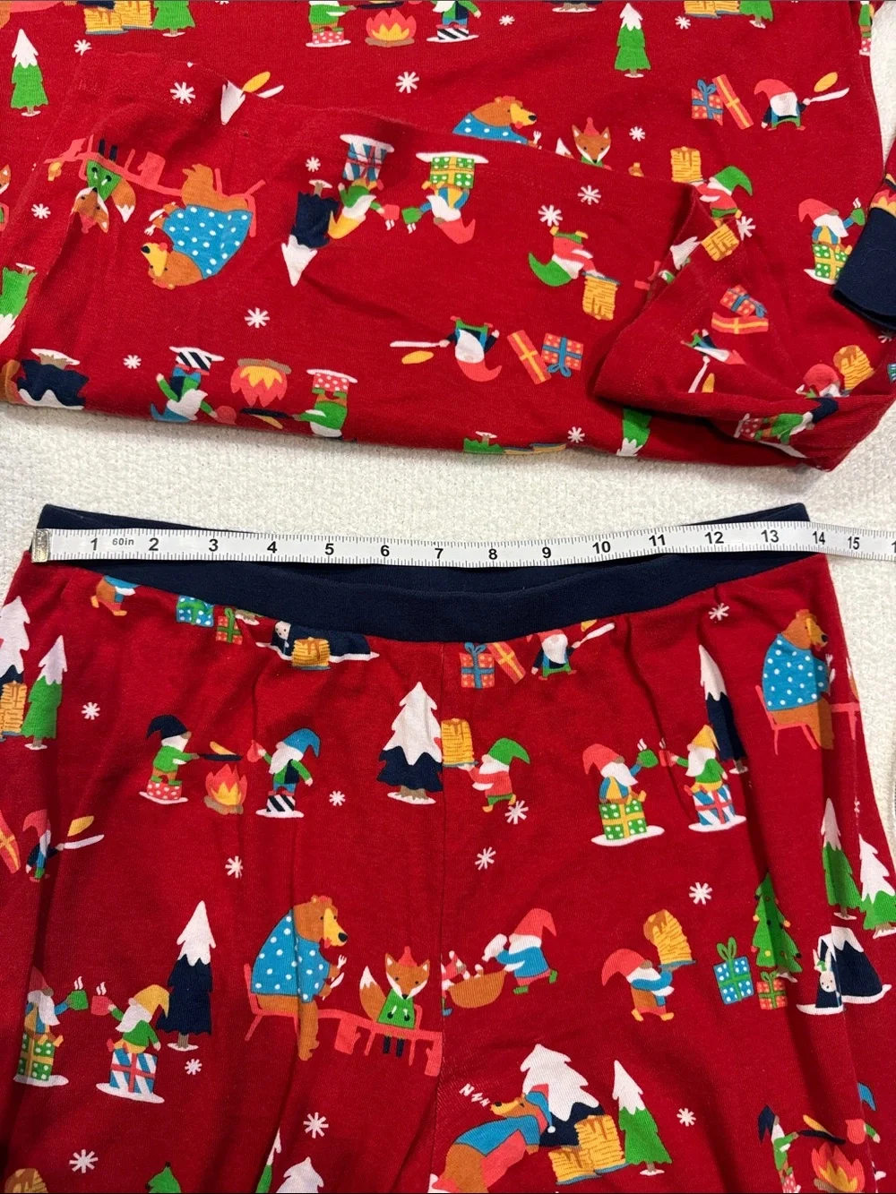 Wondershop Red Holiday Camp-Print Mens Size Medium Pajama Set with Navy Cuffs